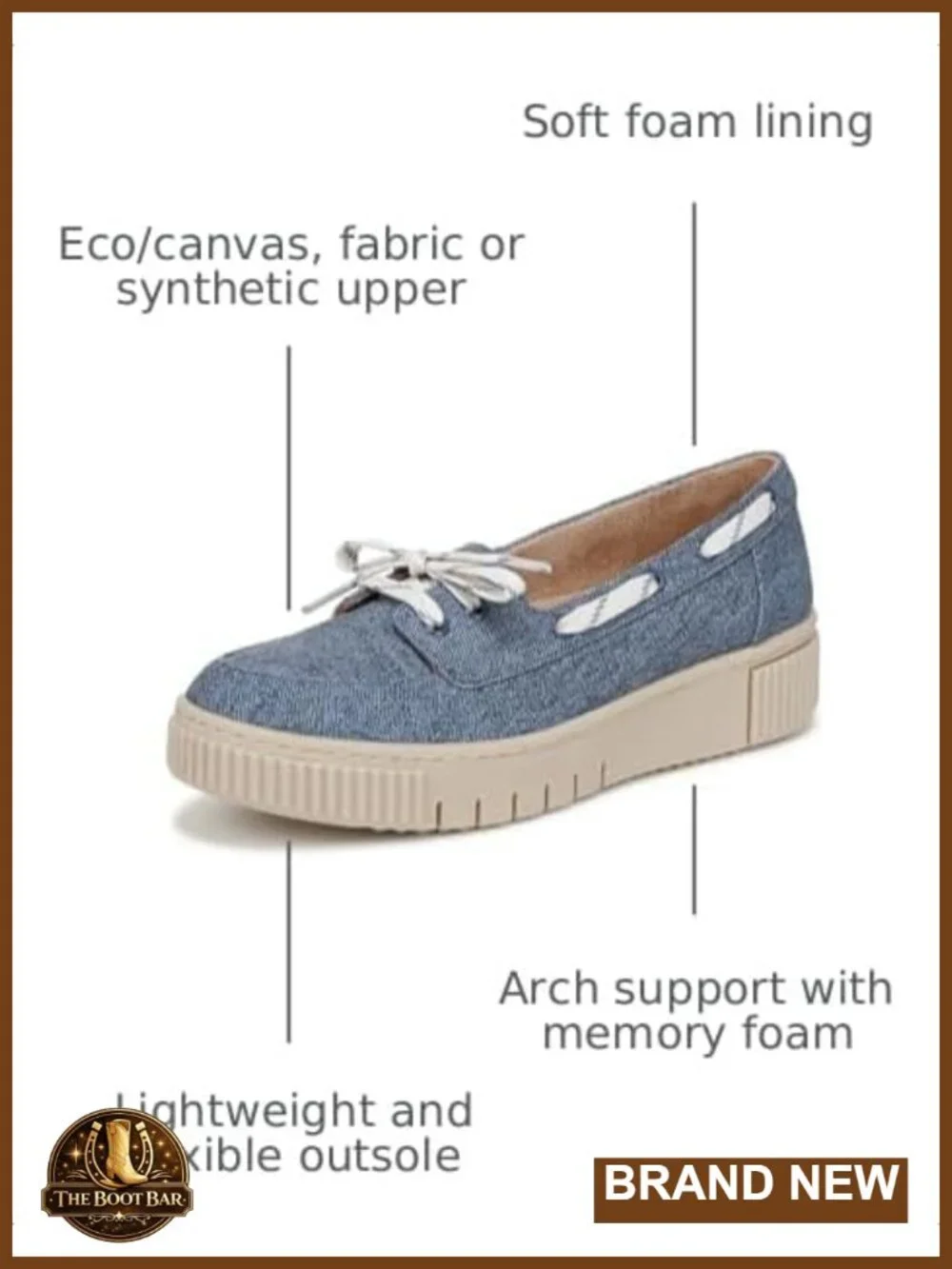 Blue Denim Women's Slip On Boat Shoe with Platform Heel